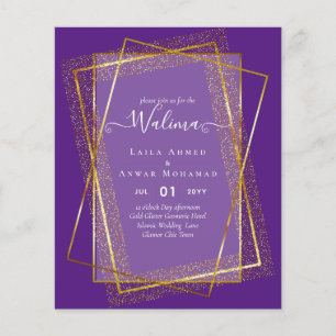 Budget Walima Muslim Wedding Gold Frame Invite Flyer