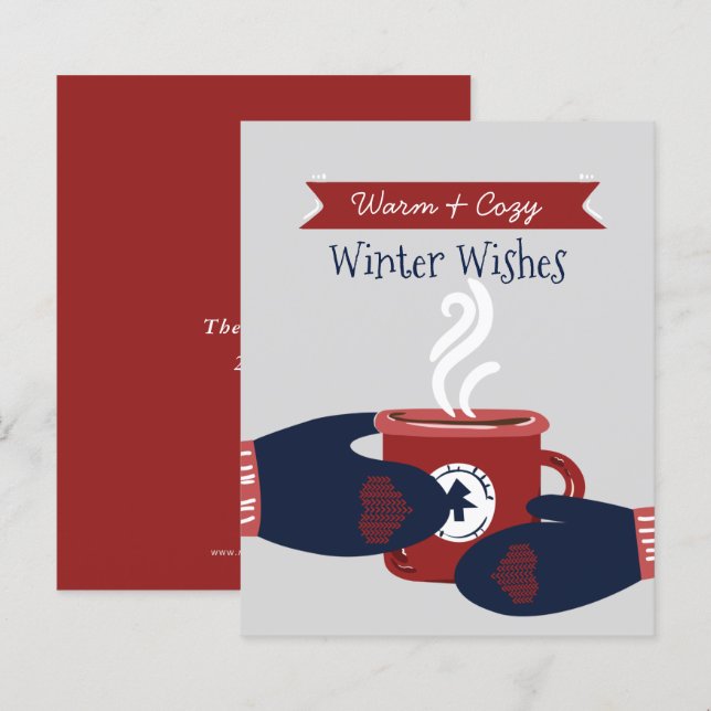 Budget Warm Wishes Coffee Christmas Holiday Card (Front/Back)