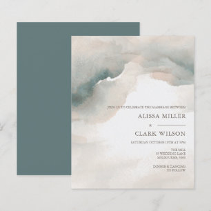 BUDGET Watercolor Abstract Wedding Invitation