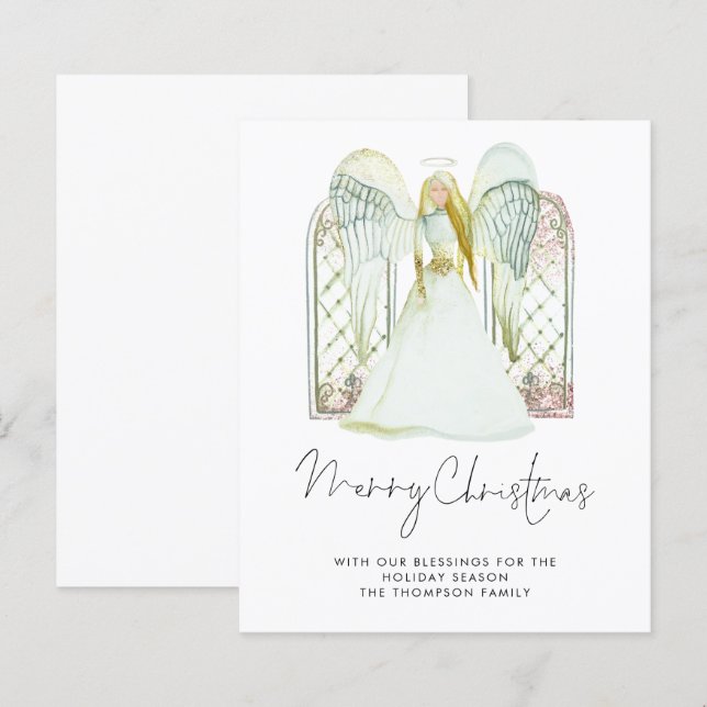 Budget Watercolor Angel Merry Christmas Script (Front/Back)