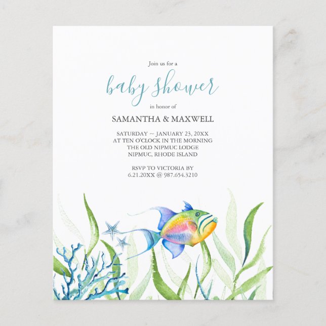 Budget Watercolor Baby Shower Under The Sea Theme (Front)