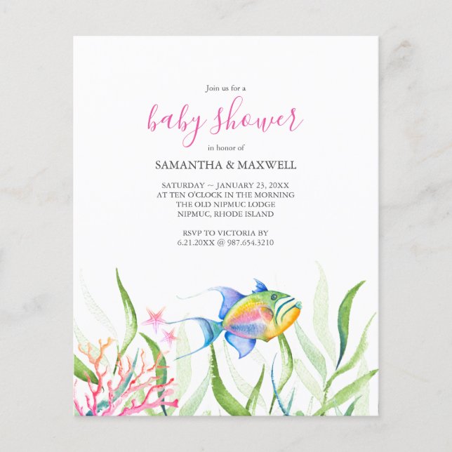 Budget Watercolor Baby Shower Under The Sea Theme (Front)