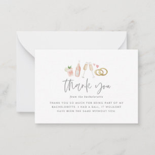 budget Watercolor bachelorette champagne thank you Card