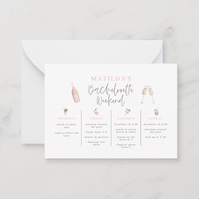 budget Watercolor Bachelorette weekend Card (Front)
