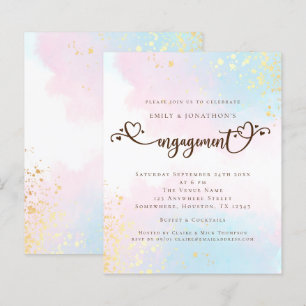 Budget Watercolor Blue Pink Heart Engagement
