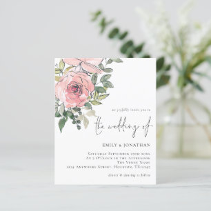 Budget Watercolor Blush Florals Wedding Invitation