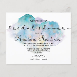 Budget Watercolor Bridal shower. Invitation Flyer