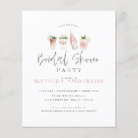budget watercolor bridal shower party invitation