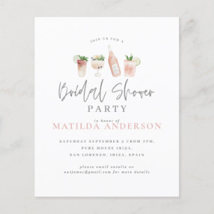 budget watercolor bridal shower party invitation flyer