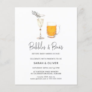 Budget Watercolor Bubbles & Brews Baby Shower Flyer