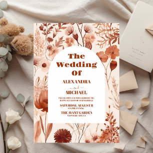 Budget Watercolor Burgundy Wildflowers Wedding Flyer