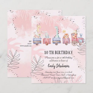 BUDGET Watercolor Cartoon Animals Birthday Invites