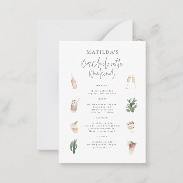 budget Watercolor champagne Bachelorette weekend Card (Front)