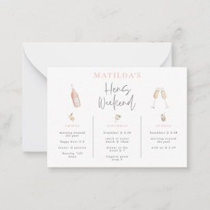 budget Watercolor champagne hens weekend 3 day Card