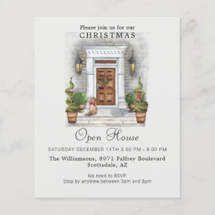 Budget Watercolor Christmas Open House Invitation