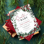 Budget Watercolor Christmas Santa Baby Shower<br><div class="desc">A Santa Baby is coming to town! A budget watercolor Christmas baby shower invitation featuring winter berries,  pine cones and greenery foliage.</div>