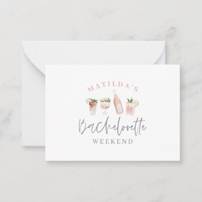 budget watercolor drinks bachelorette invitation (Front)