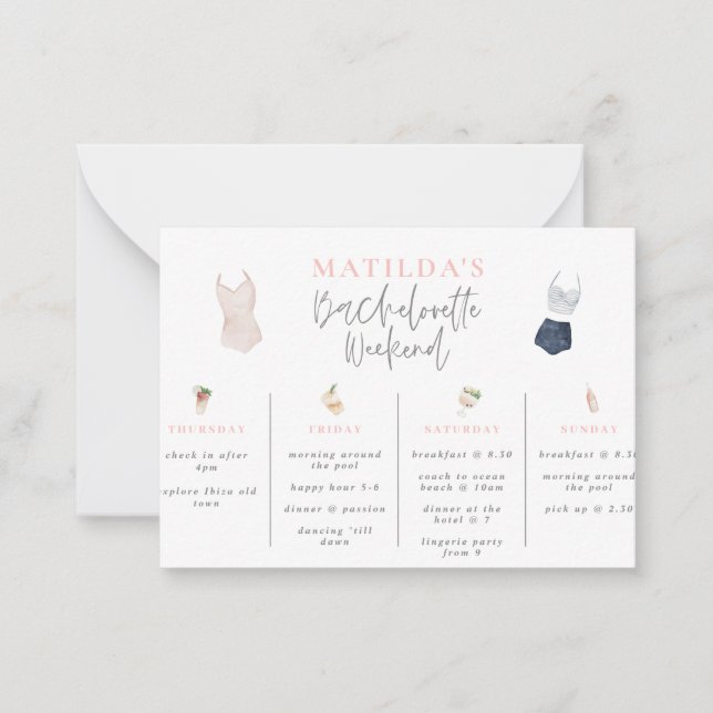 budget watercolor drinks bachelorette weekend card (Front)