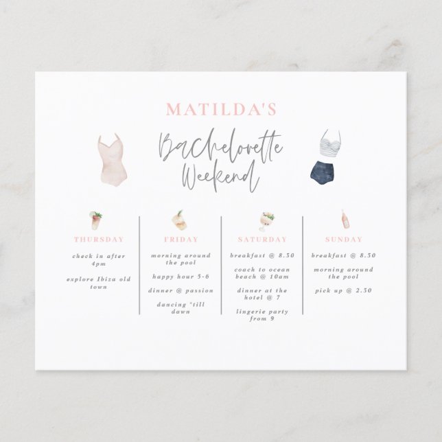 budget Watercolor drinks bachelorette weekend  Flyer (Front)