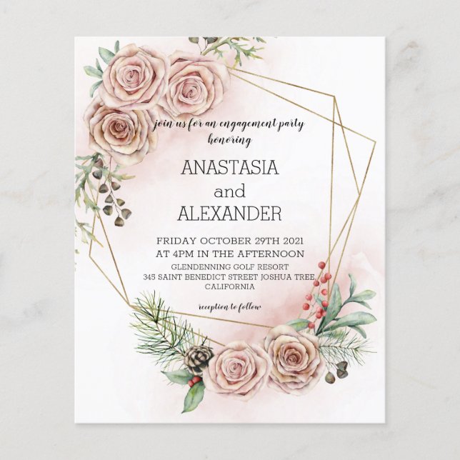 Budget/Watercolor engagement/invitation/ (Front)