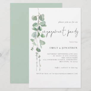 Budget Watercolor Eucalyptus Engagement Invitation