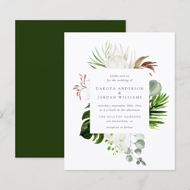 Budget Watercolor Eucalyptus Greenery Wedding (Front/Back)