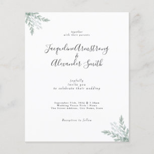 Budget Watercolor Eucalyptus Wedding Invitation Flyer