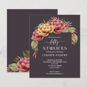 Budget Watercolor Floral 50th Birthday Invitations