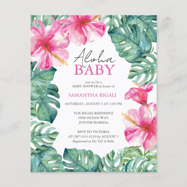 Budget Watercolor Floral Baby Shower Flyer (Front)