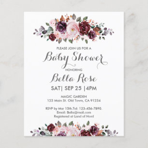 Budget Watercolor Floral  Baby Shower Invitation