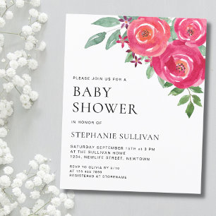 Budget Watercolor Floral Baby Shower Invitation