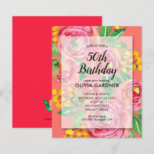 Budget Watercolor Floral Birthday Invitations