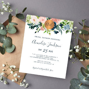 Budget watercolor floral bridal shower invitation