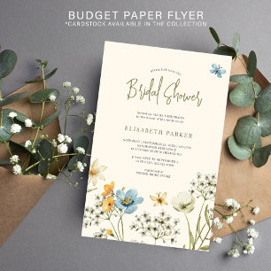 Budget watercolor floral bridal shower invitation flyer