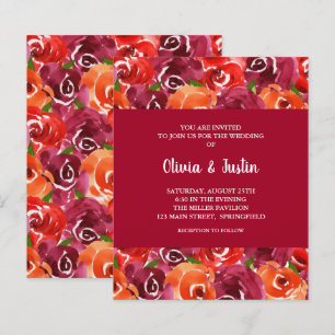 Budget Watercolor Floral Collage Wedding Invites