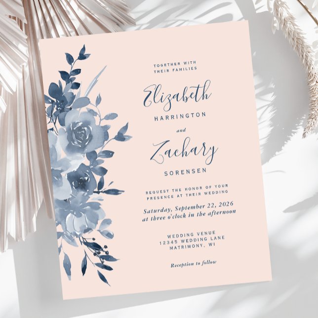 Budget Watercolor Floral Dusty Blue Blush Wedding (Creator Uploaded)