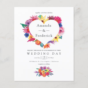 Budget Watercolor Floral Fiesta Wedding Invitation Flyer