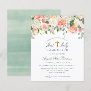 Budget Watercolor Floral First Holy Communion