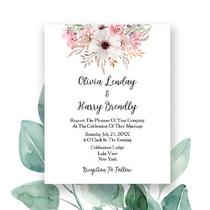 Budget Watercolor Floral Wedding Invitation