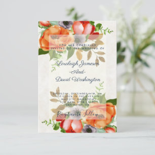 Budget Watercolor floral wedding invitation