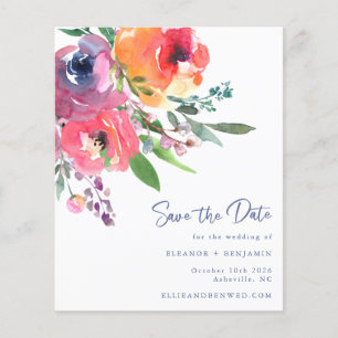 Budget Watercolor Flowers Modern Save The Date