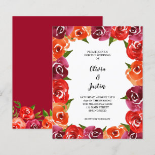 Budget Watercolor Flowers Wedding Invitations