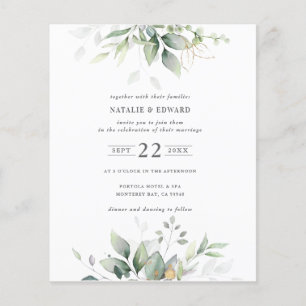 budget Watercolor foliage greenery wedding Flyer