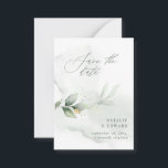 budget watercolor green eucalyptus save the date card<br><div class="desc">budget Etherial watercolor foliage and metallic gold effect wedding save the date invite. With beautiful watercolor details. This modern wedding invite is sure to set the style for your big day.</div>