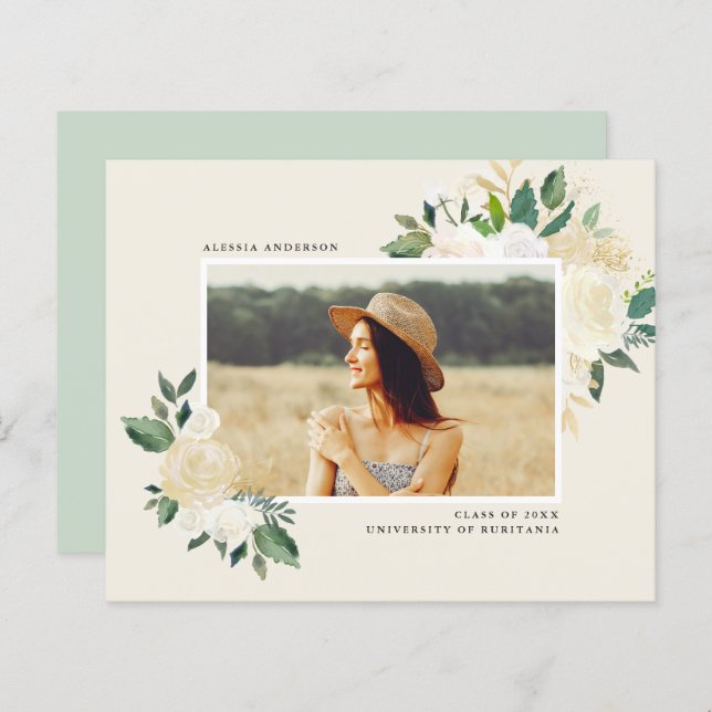 Budget Watercolor Greenery Floral Graduation Party (Front/Back)
