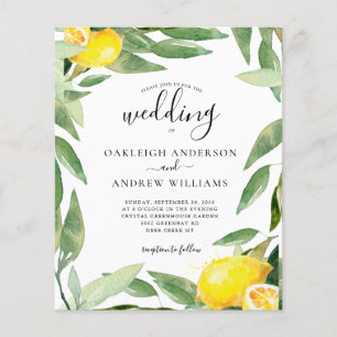 Budget Watercolor Lemon Botanical Wedding