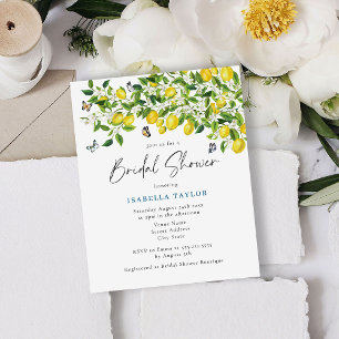 Budget Watercolor Lemon Bridal Shower Invitation