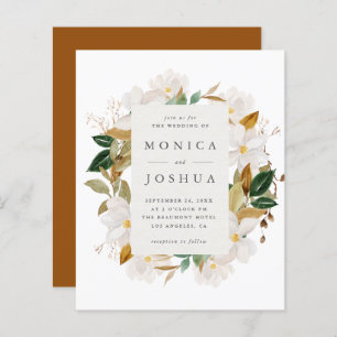 Budget Watercolor Magnolia Blooms Greenery Wedding