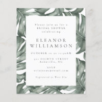 Budget Watercolor Monstera Bridal Shower Invite