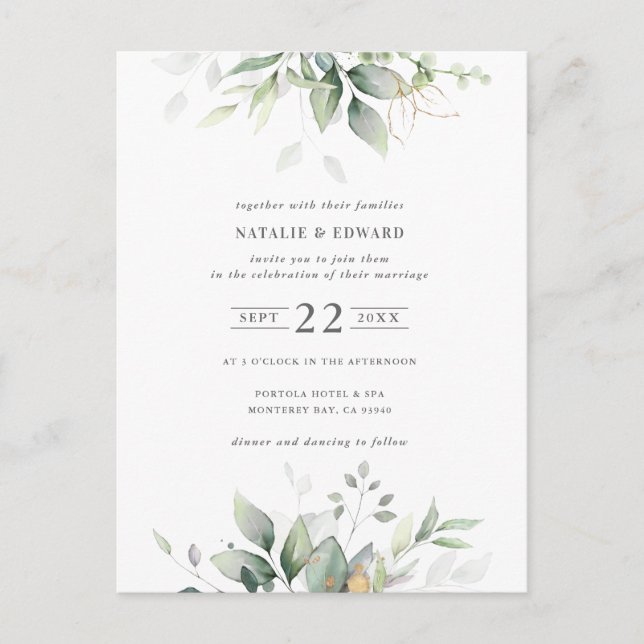 budget watercolor muted green foliage postcard (Front)